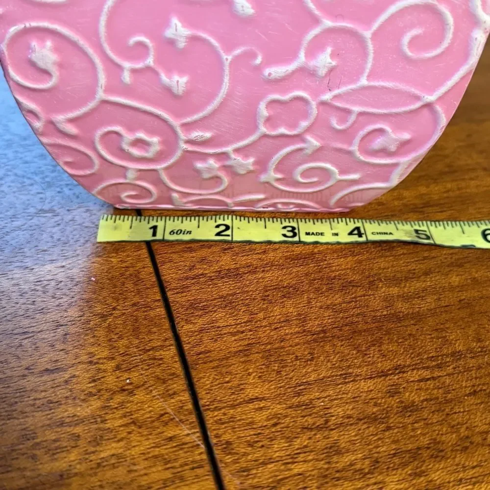 Pink Embossed Decorative Tin Planter Or Decorative Bin